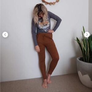 (S) Spell & The Gypsy Kimba Knitted Pant Bronze Brown Small Wool Linen Orange